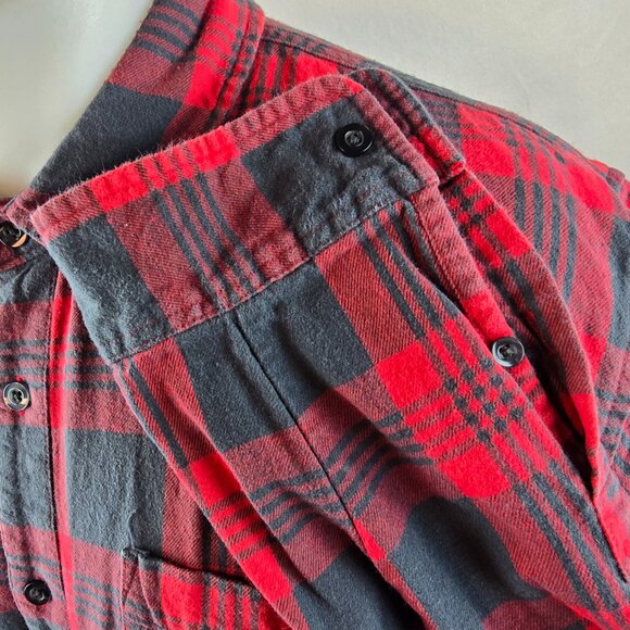 Ohio State Buckeyes Flannel Shirt Men XL Red Gray Plaid Button Up Casual College - Picture 5 of 8